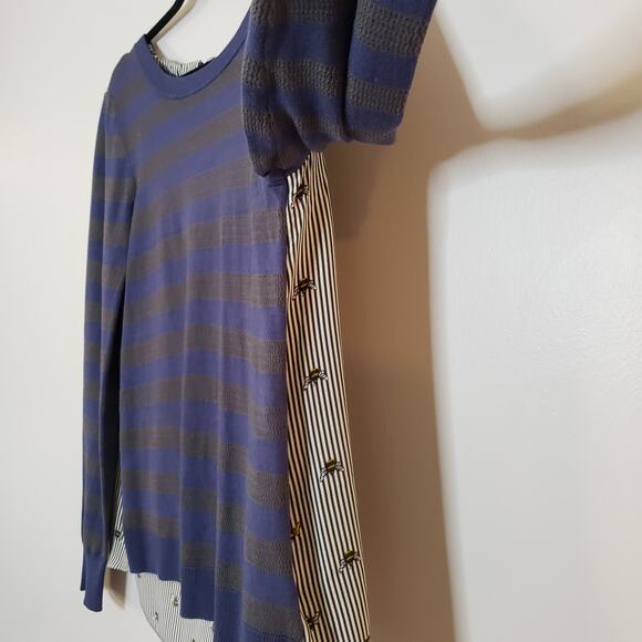 NWT Next UK Honey Bees Print Viscose Long Sleeve Mixed Media Blouse Size 12 - Picture 1 of 9